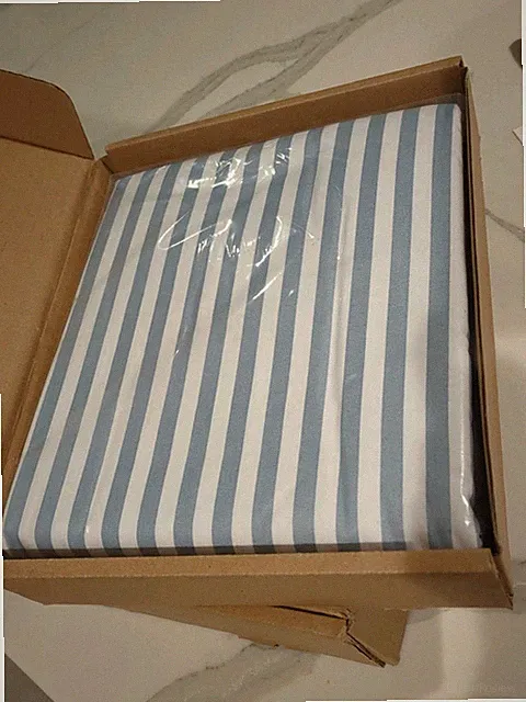 2pc Amazon Duvet Cover +Sham Twin Twin XL Microfiber Blue White Pinstripe NWT