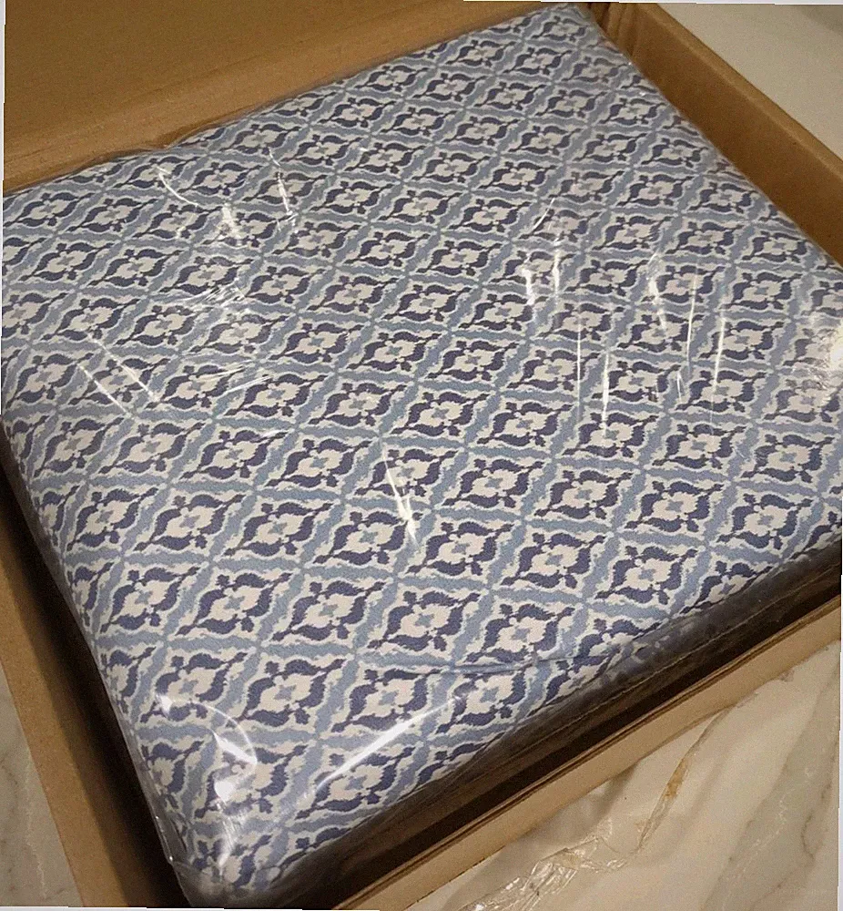 3pc Amazon Basics Duvet Cover +Shams Full/Queen Microfiber Blue White Damask NWT