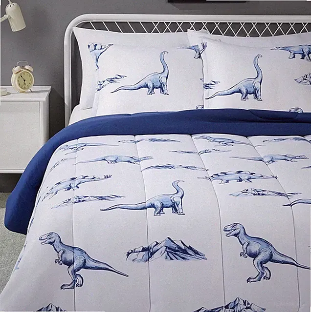 Amazon Basics Kids Full/Queen Microfiber Comforter & Sham Set - Dinosaurs
