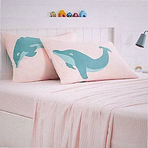 Amazon Basics Kids Jumping Dolphins Soft,Pillow Cases - Standard Set, Dolphin