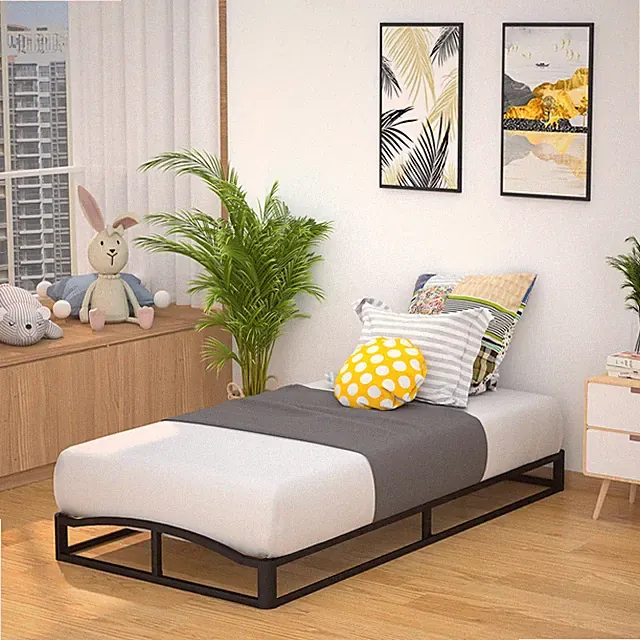 AMAZON BASICS METAL PLATFORM BED FRAME WOOD SLAT SUPPORT 06PBECBF-TT TWIN BLACK
