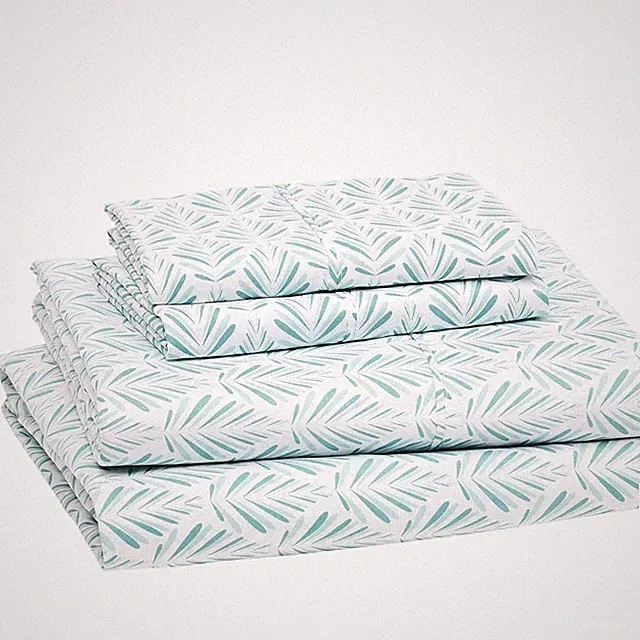 Amazon Basics Microfiber 4‑Piece Queen Sheet Set Aqua Fern Lightweight Soft