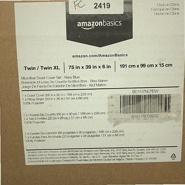 Amazon Basics Navy Blue Light Weight Microfiber Duvet Cover Set Size Twin XL