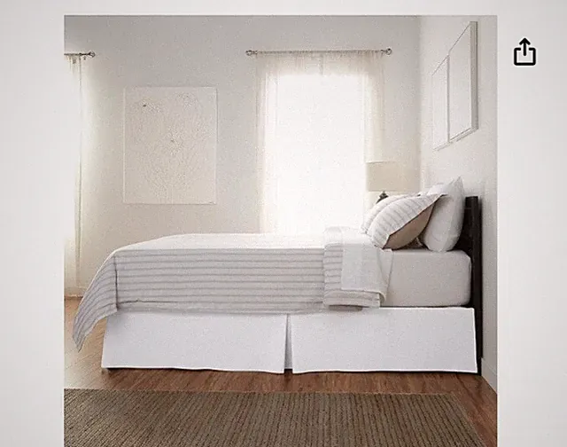 Amazon Basics Pleated Bed Skirt - Twin - Bright White. New, Sealed Pkg.