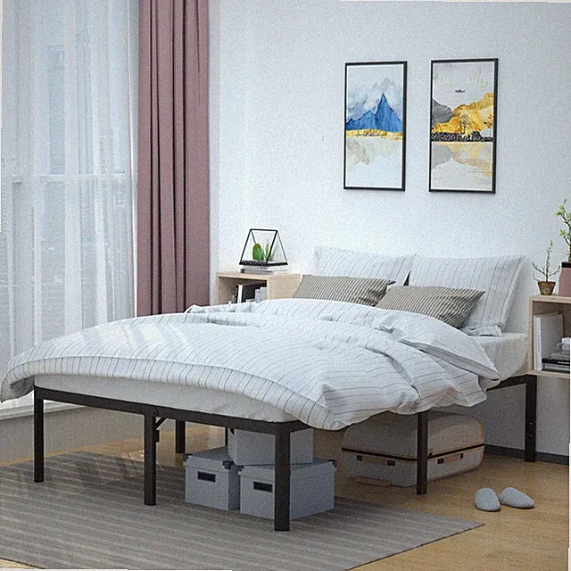 AMAZON BASICS STURDY HEAVY-DUTY NON-SLIP PLATFORM BED FRAME 18 INCH KING - BLACK