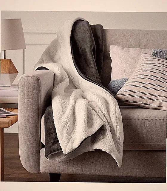 Amazon Basics Ultra-Soft MicroMink Sherpa Blanket, Twin, Charcoal, NEW