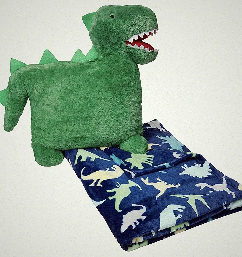 AmazonBasics Kids Bedding with dinsaur pillow and fleece throw blanket