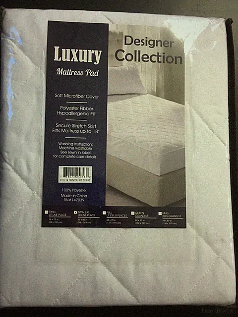 Designer Collection Luxury Mattress Pad Twin EXL White New in Package 39" X 80"
