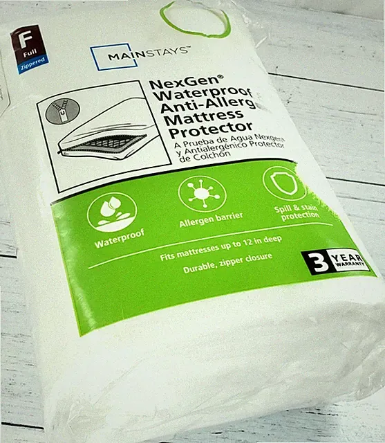 Mainstays NexGen Waterproof & Anti-Allergen Zippered Mattress Protector in Full
