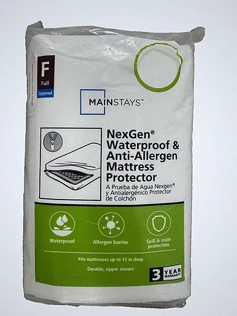 Mainstays NexGen Waterproof Anti-Allergen Zippered Mattress Protector size Full