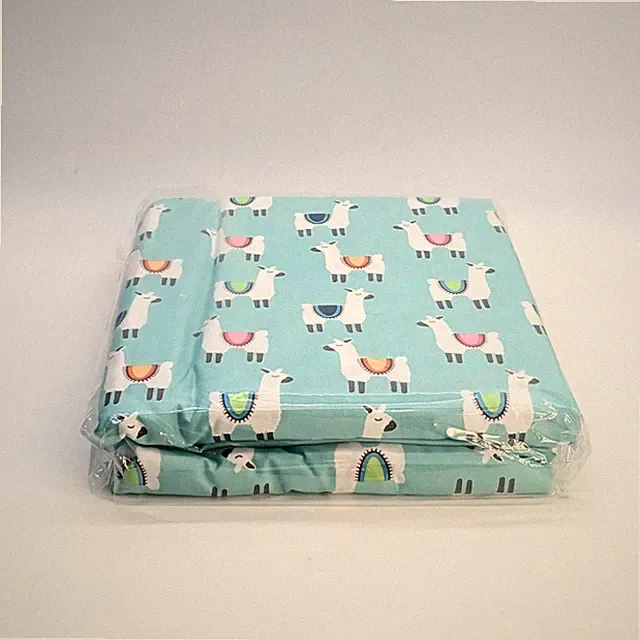 NEW Amazon Basics Kids Teal Blie Llama Party Soft Easy Wash 3 pc Twin Sheet Set