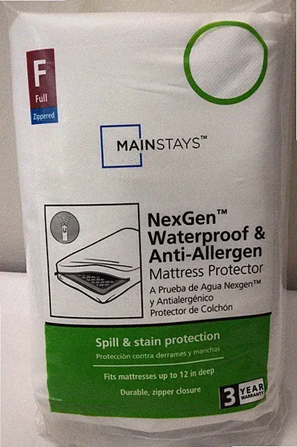 New Mainstays Waterproof Anti-Allergen Zippered Stain Mattress Protector FULL