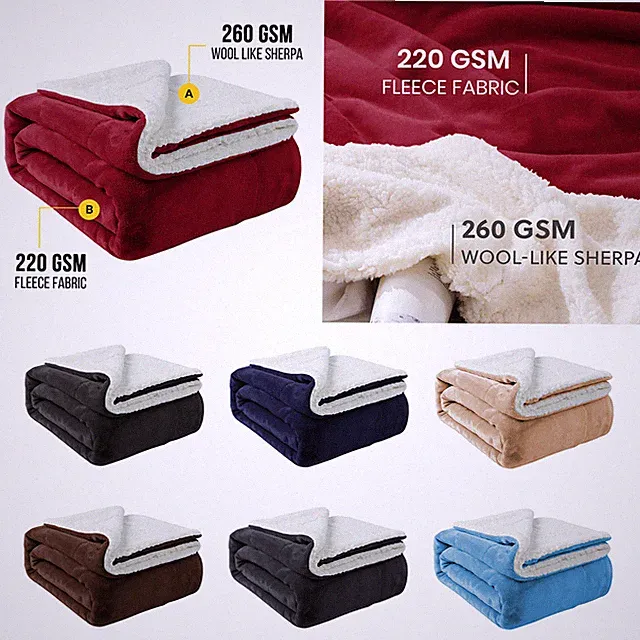 Reversible Sherpa Fleece Throw Twin Queen Size Soft Warm Sofa Bed Couch Blankets